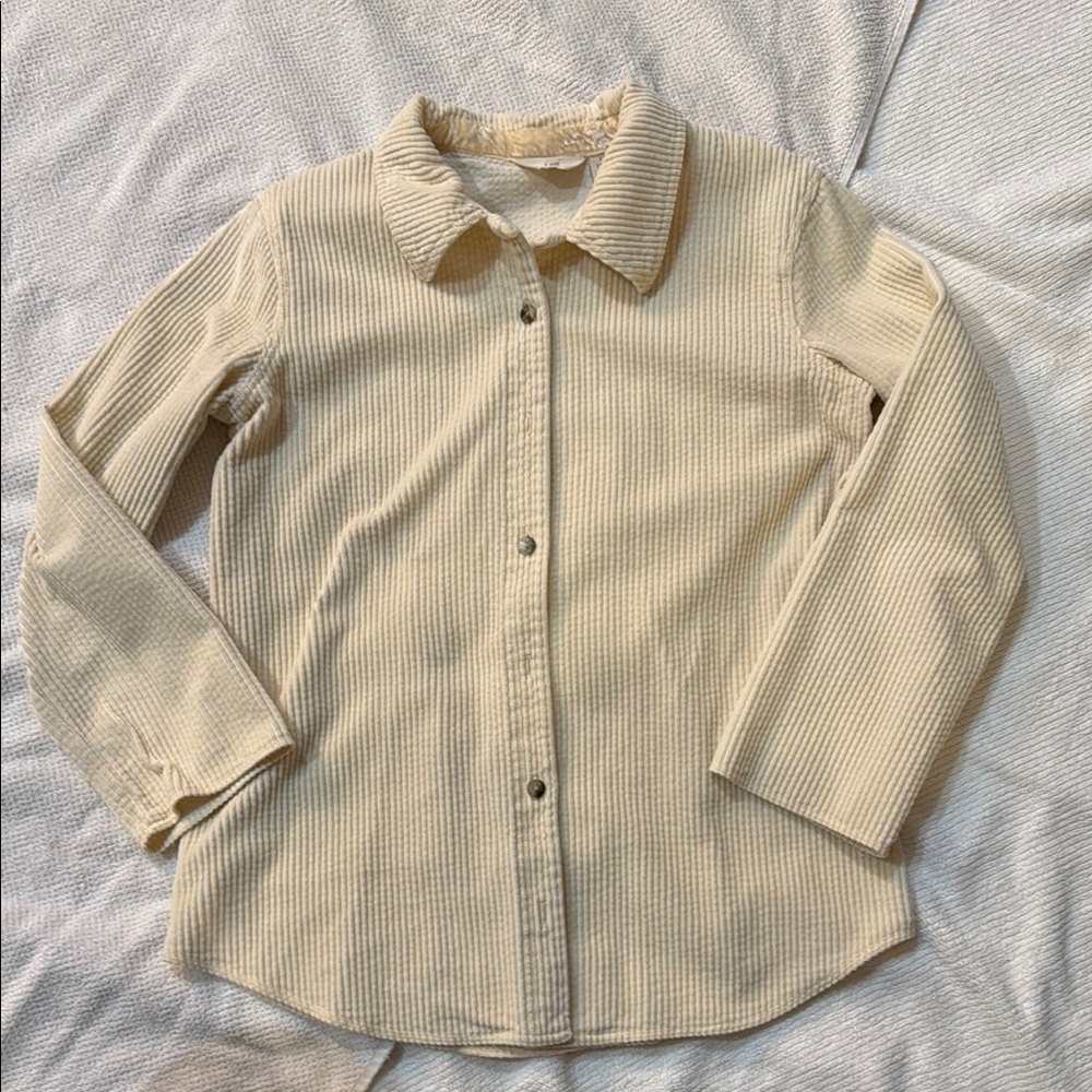 J.Jill Cream Button-Up wide wale corduroy Shirt